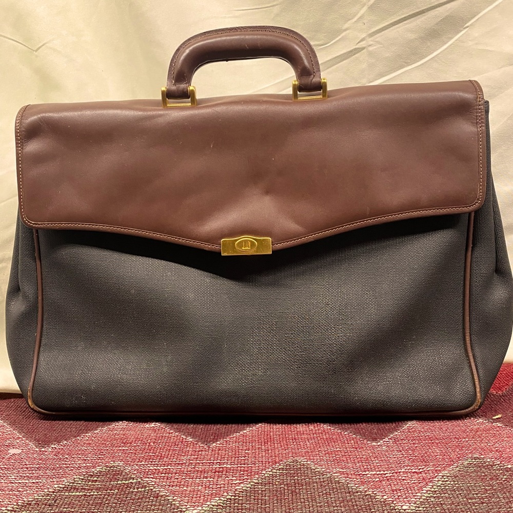 Rare Dunhill vintage English lock soft double folio lockable briefcase w/ 2 keys